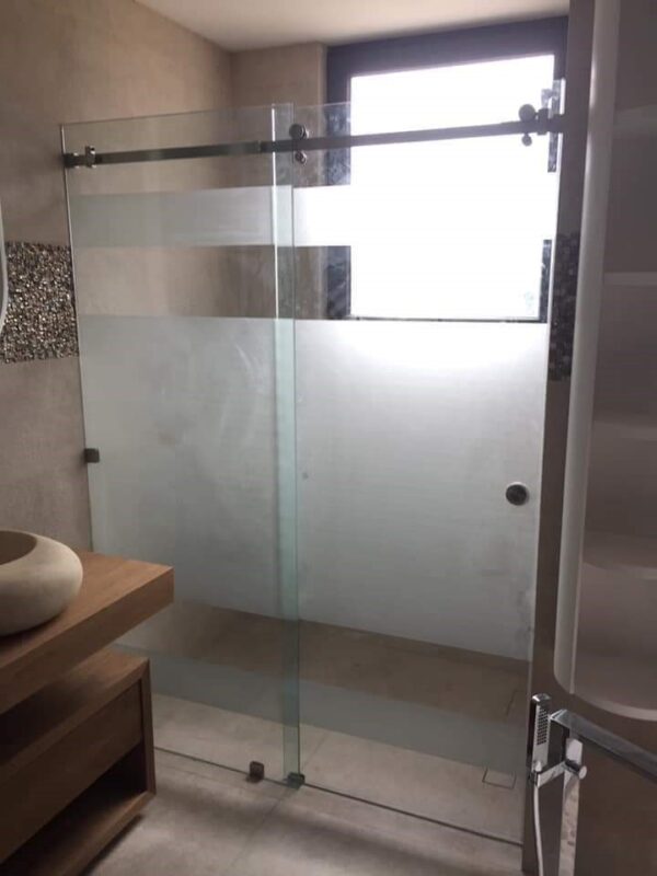 Gold Accent Glass Shower Enclosure