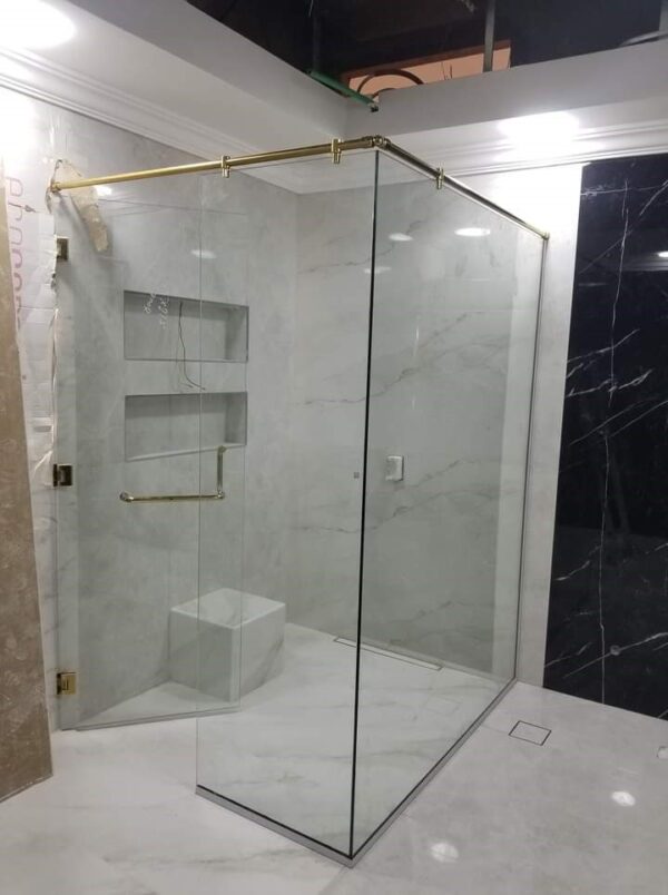 White Glossy Glass Shower Enclosure
