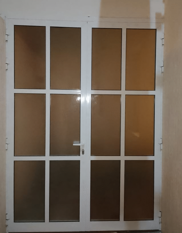 White Tinted Glass Double Door